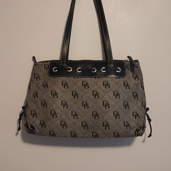 Vintage Dooney & Bourke Signature Grey & Black Logo Purse Shoulder Bag - Picture 5 of 12